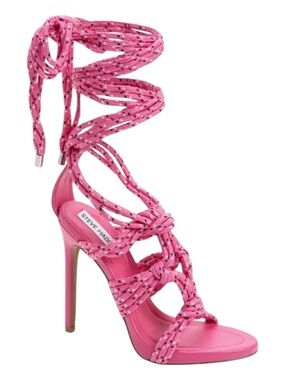 Steve Madden Fiore Pink Ankle Wrap Stiletto Sandals Size 8 NWOT